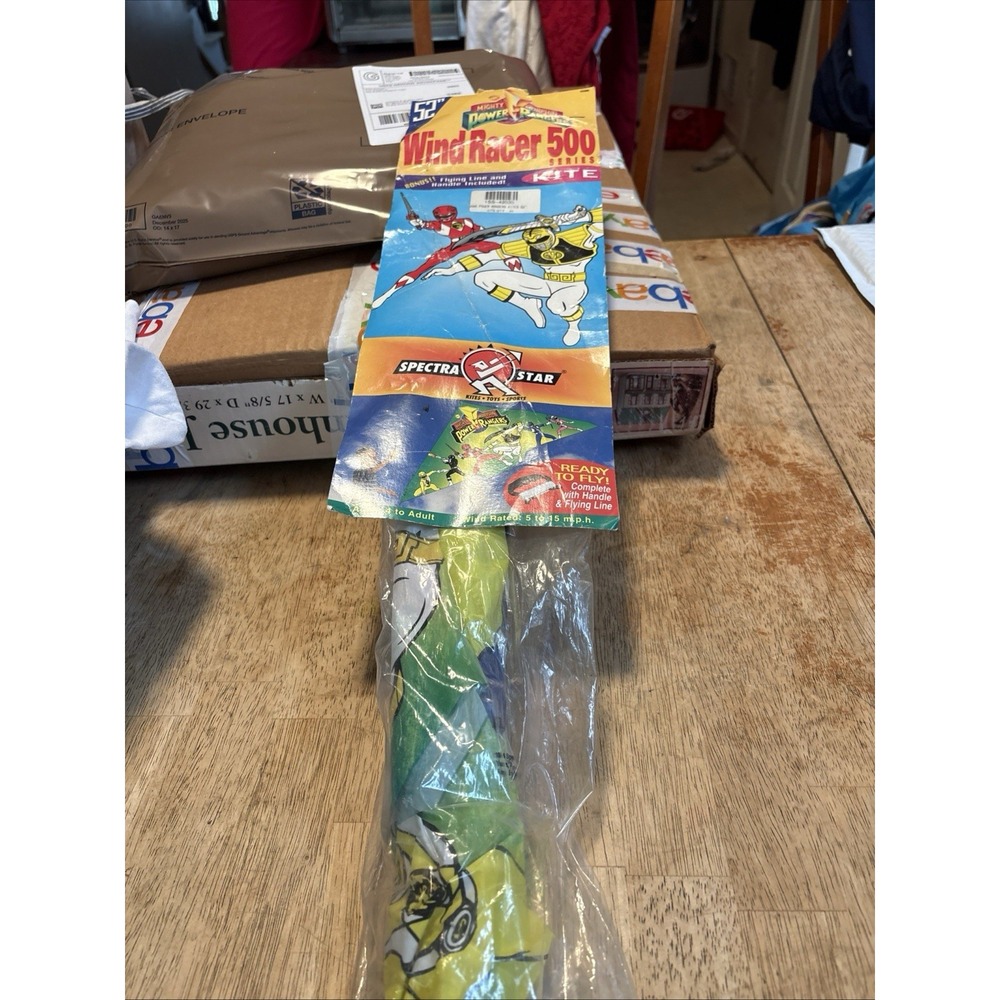 Vintage 90s Mighty Morphin Power Rangers Flying Kite Wind Racer NEW 1994